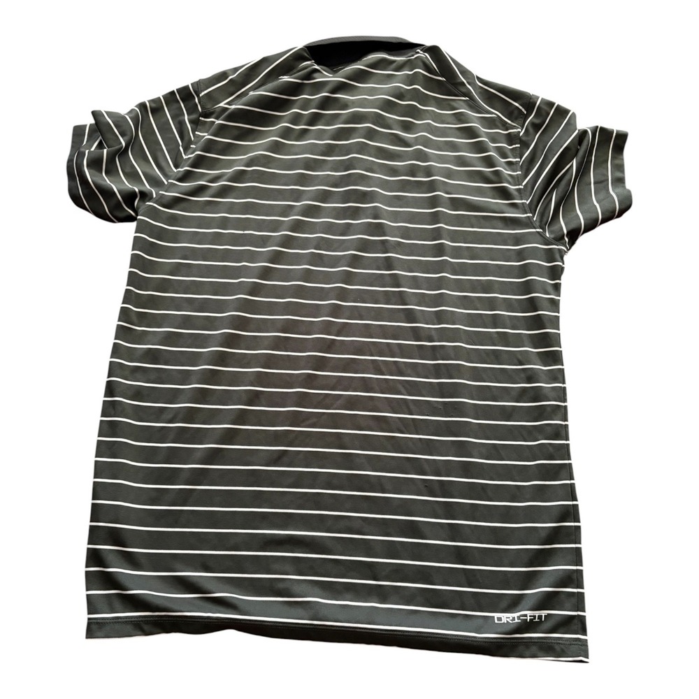 Nike Mens Dri-FIT Striped Polo Shirt Green White STP Logo Size Medium - Picture 3 of 8